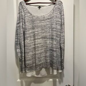 Torrid Gray & White Sweater Lace-Up Back 2X